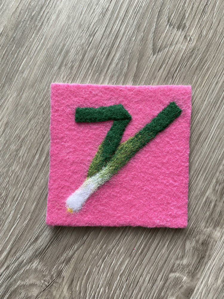 Needle felted green onion